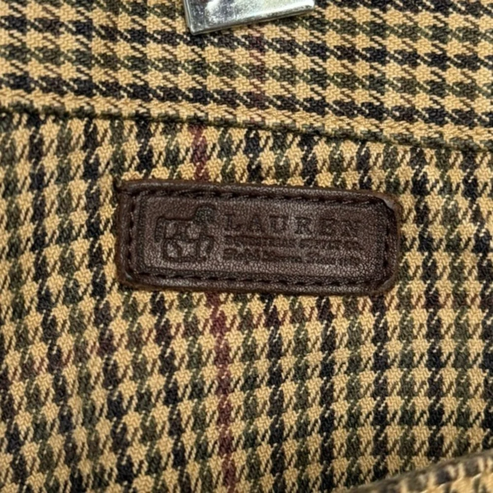 Lauren Ralph Lauren Vintage Tan Houndstooth Straight Leg‎ Trouser Pants- Sz 10